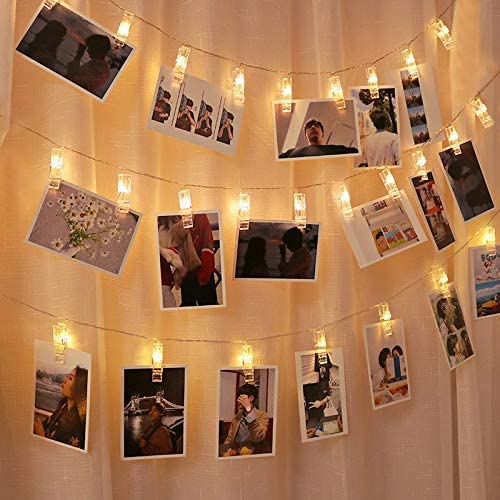 写真飾りライト LED ストリングスライト 3M 30LED 写真クリップ DIY壁飾り LEDイルミネーションライト ピクチャーフレーム ジュエリーライト ワイヤーライト クリスマス 新年 結婚式 誕生日 祝日 パーティー 写真飾りなどに適用 ウォームホワイト 送料無料