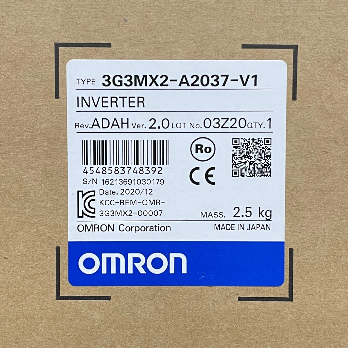 【新品 東京発 ★適格請求書発行可★】オムロン 多機能型小型インバータ 3G3MX2-A2037-V1 三相200Vインバーター【６ヶ月保証】｜ヒマワリショップ