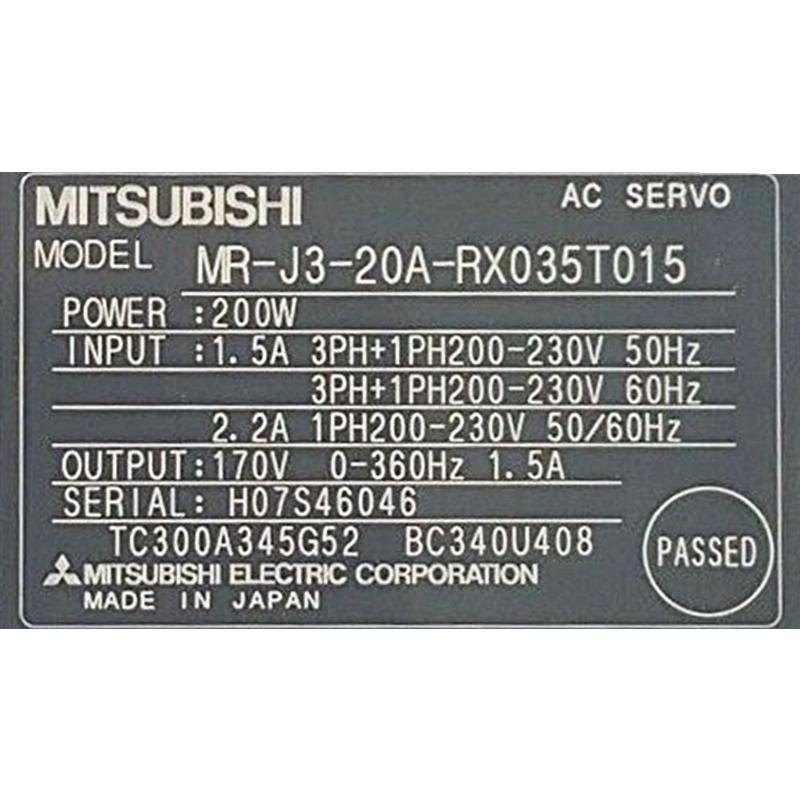 【新品 東京発 ★適格請求書発行可★】MITSUBISHI 三菱電機 MR-J3-20A-RX035T015【6ヶ月保証】|ヒマワリショップ