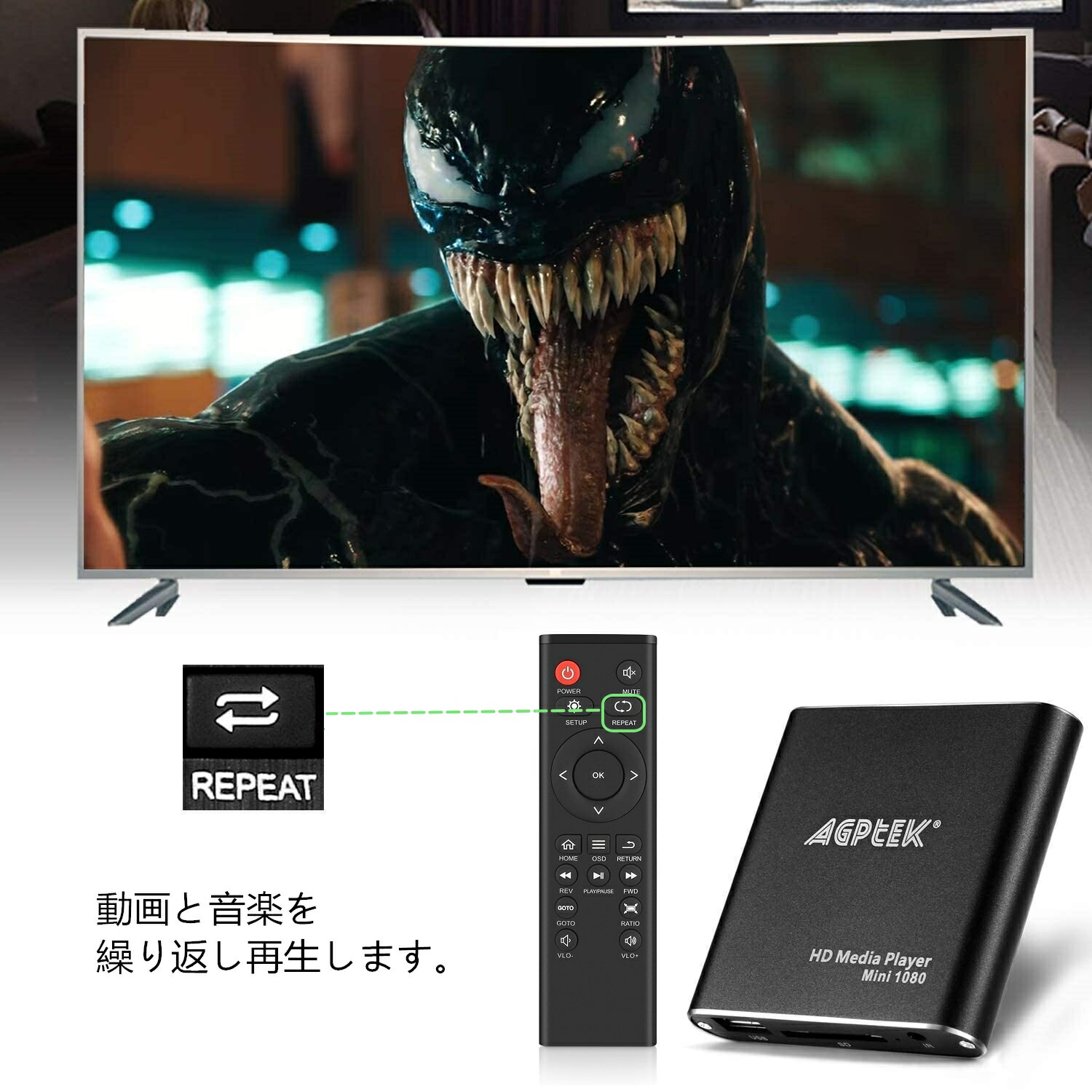 ついに再販開始！】 AGPTKE HDMI メディアプレーヤー SDカード USBメモリ対応 動画 音楽 写真再生 VGA コンポジット コンポーネント 出力対応 テレビ再生 写真や動画をテレビで再生 ブルー qdtek.vn