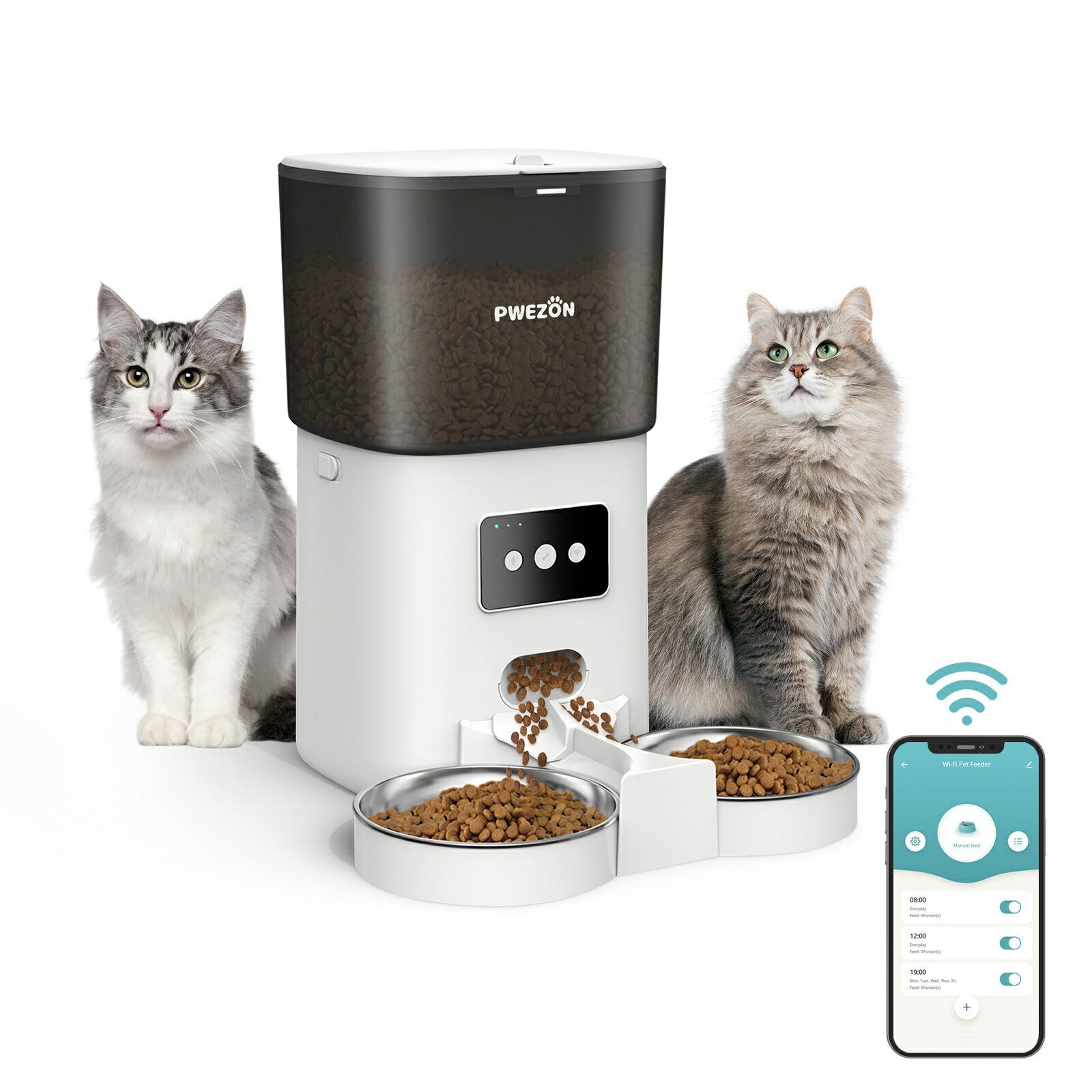 楽天市場】自動給餌器 多頭飼い 自動給餌器 猫 中小型用 録音可 2WAY