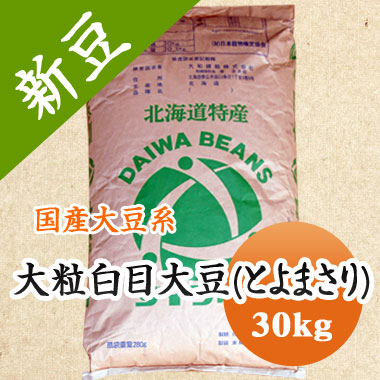 大豆 白目大豆 北海道代表銘柄 とよまさり 30kg<br>【令和６年産】 【業務用】 大容量 味噌用大豆 煮豆などに..