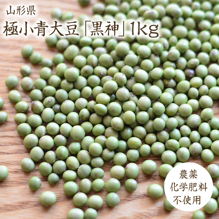 【宅急便】黒神 【1kg】 山形県産 極小青大豆 希少青豆 農薬不使用 肥料不使用 自然栽培 煮豆 炊き込みごはん 味噌画像
