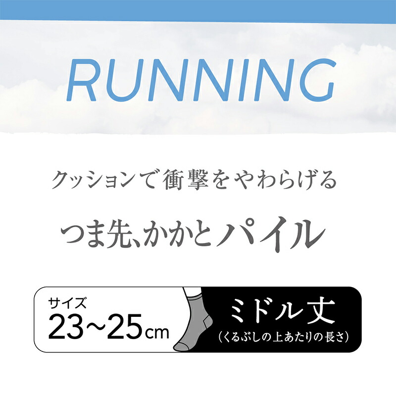 スポーツソックス レディース 滑り止め 23 25cm アツギ ランニング 靴下 くつした ミドル丈 ランニングソックス ソックス New クリアビューティアクティブ ショートソックス