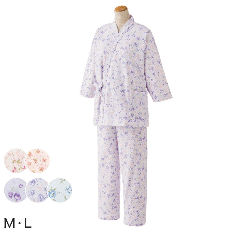 婦人 打合せパジャマ 上下セット M・L (レディース パジャマズボン ボトム 日本製)（送料無料）【取寄せ】