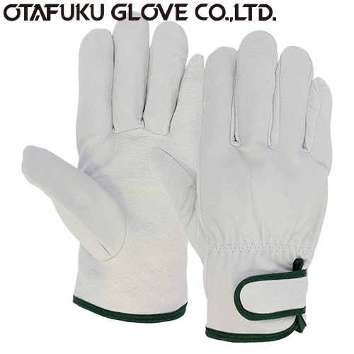 【革手袋・皮手袋】豚革 手首マジック止 革手袋 [10双入] 品番:R-25 （M・L・LLサイズ） おたふく手袋 （作業用手袋） マジック付 豚革 軽量 通気性 やわらかい 指先感覚よし アウトドア 一般作業 土木・建設業 鉄骨・鉄筋業