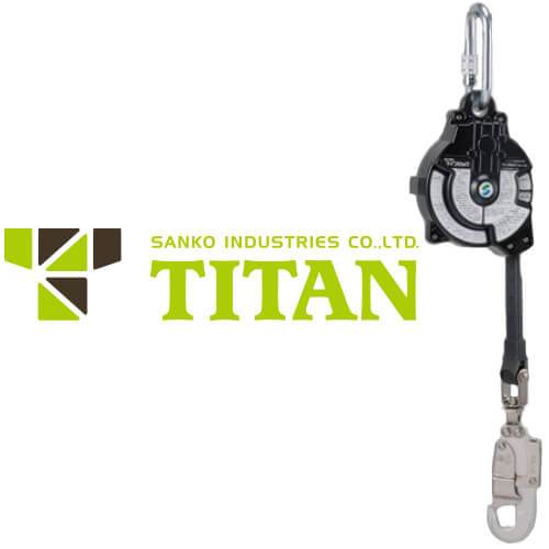 タイタン TITAN サンコー 安全ブロック ストラップ式 マイブロック MM-4H型 4m 引寄ロープ付き 巻取式 巻き取り式 事故防止 墜落阻止 墜落防止 落下防止 セーフティーブロック セーフティブロック 高所作業 防災 安全帯 墜落防止装置 仮設用