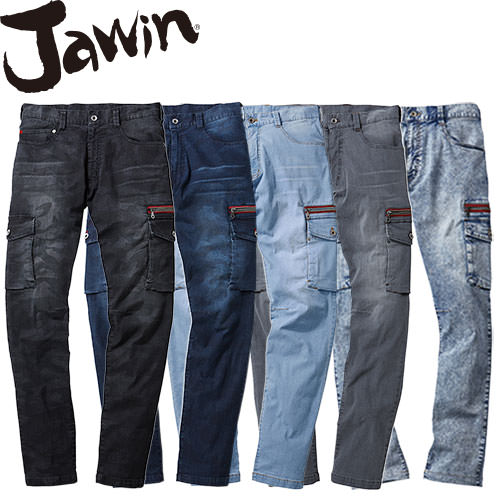 作業服 レディース パンツ 自重堂 Jawin 接触冷感ストレッチデニムレディースカーゴパンツ 56902 作業着 春夏 ストレッチ 接触冷感 ジャウィン