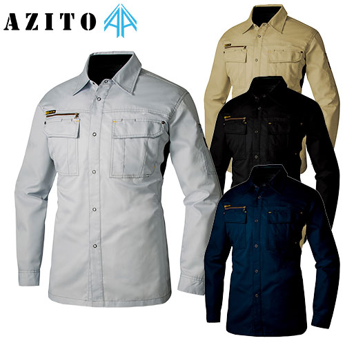 アイトス AZ-3835 長袖シャツ AITOZ 作業服 作業着 長袖 ワークウエア ボタンダウン シャツ ワークシャツ 秋冬 メンズ レディース 男女兼用 ワークウェア 帯電防止 通気性