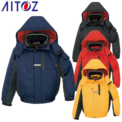 アイトス 防寒ジャケット AITOZ 防寒ブルゾン ドカジャン 保温 人気 安い ダウン 防寒着 防寒ジャンパー 上着 ブルゾン アウター おしゃれ 暖かい 秋冬 かっこいい 作業着 メンズ 寒さ対策 屋内作業 屋外作業 あったか 男性用 撥水 AZ-6061｜作業着上下セットインナーまもる君