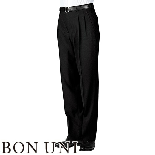 スラックス ボンユニ パンツ ズボン 制服 ユニフォーム BONUNI ボストン ツータックスラックス 01160-02 飲食店 メンズ レストラン カフェ おしゃれ かっこいい|作業着上下セットインナーまもる君