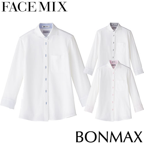 シャツ フォーマル 制服 ユニフォーム FACEMIX フェイスミックス 吸汗速乾ニット七分袖ブラウス FB4020L 飲食店 メンズ レストラン カフェ ソムリエ バーテンダー フレンチ ラウンジ おしゃれ かっこいい