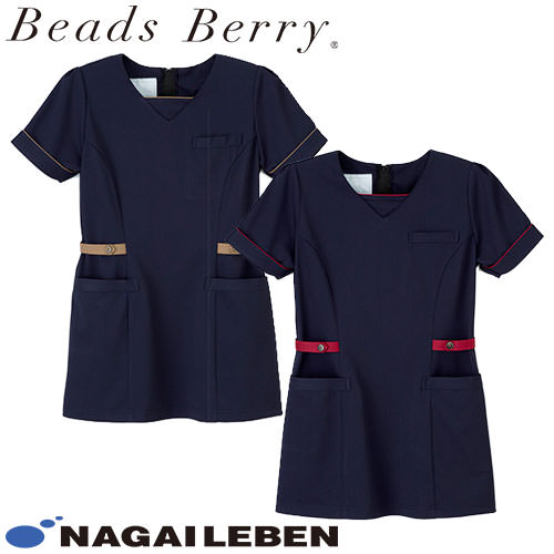 白衣 ナガイレーベン チュニック Naway 半袖 看護師 ナース ナース服 レディース 女性用 医療用 ショート丈 短め 制服 ユニフォーム おしゃれ かわいい 可愛い 人気 病院 エステ サロン 上品 無地 ファスナー LH-6312｜作業着上下セットインナーまもる君
