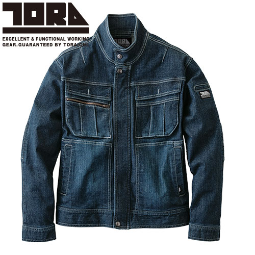 作業服 デニム 寅壱 TORA デニム蛇腹ライダースジャケット 8930-554 作業着 通年 秋冬 カッコいい おしゃれ 人気 カジュアル タウンユース