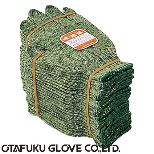 【化繊軍手】 豊漁ワサビ3 12双入×10セット[総数120双] 品番:630 おたふく手袋 （作業用手袋） 7ゲージ(厚手) 化学繊維軍手 アウトドア用軍手 小ロット軍手 ナイロン ポリエステル 軽くて強い しわになりにくい 汚れが落ちや