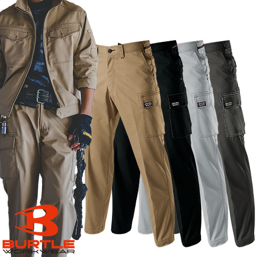 1310　クロカメ被服（現：バートルBURTLE）春夏パワーカーゴパンツ№5106シルバーLサイズW82㎝綿100%吸汗グレー　 　（Jawinクロダルマ寅壱