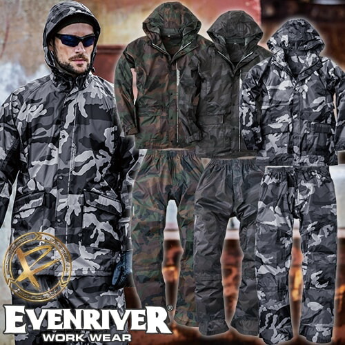 楽天市場 合羽 上下セット イーブンリバー Evenriver カモフラージュレインスーツ 2550 レインウエア 合羽 カッパ 耐久性 おしゃれ かっこいい 人気 釣り フィッシング 登山 アウトドアにも 作業服 安全靴 安全帯のまもる君