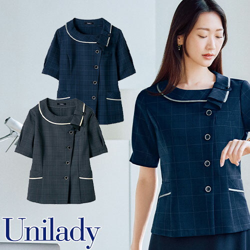 UNILADY ユニレディ 半袖 オーバーブラウス U82451 春夏 シャツ ブラウス 事務服 医療事務 制服 ユニフォーム 病院 受付 接客業 サービス クリニック オフィス ビジネス オフィスカジュアル おしゃれ かわいい キレイ YAGI ヤギ