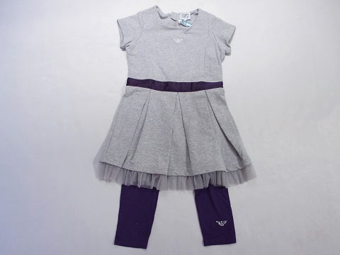 M アルマーニジュニア Armani Junior アウトレット 子供服 女の子 3歳 4歳 約 100cm 半袖 ワンピース スパッツ グレー 紫 2点 春 夏 3 ガールズ 女児 キッズ 中古 ユーズド リサイクル 古着 子ども服 こども Lojascarrossel Com Br