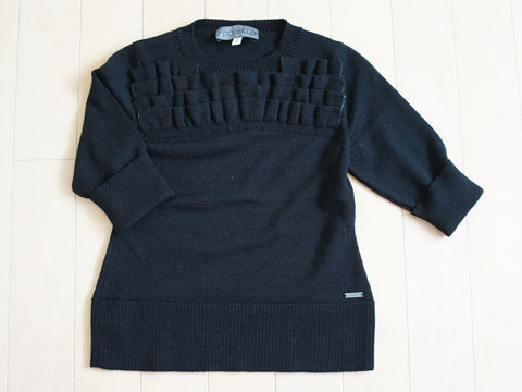 [m]シモネッタミニ simonetta mini マメール アウトレット 子供服 女の子 6歳 約 120cm 五分袖 ニット セーター 黒 秋 冬 ★4 冬服 トップス ガールズ 女児 キッズ 【中古】 ユーズド リサイクル 古着 子ども服 こども