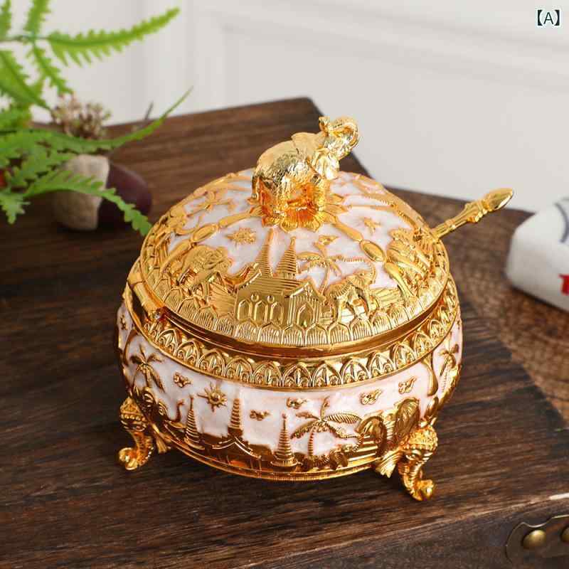 風 亜鉛 合金調 味 缶 立体 孔雀 象 厨房 家庭 装飾品 軽 贅沢 レトロ 収納 ケース