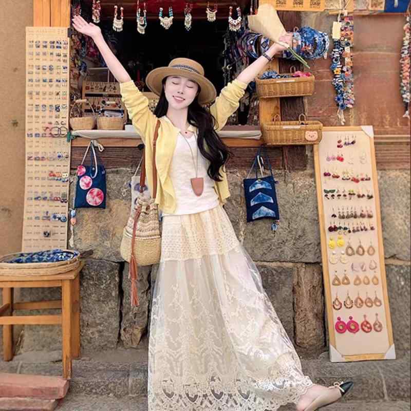 黄色の スーツ スカート 2026年 の 爆発的 アイテム 夏に ぴったりの 気品 あふれる 美しさ 独特で 美しい クールな スタイル。｜ＭＡＮＡＢＵ店