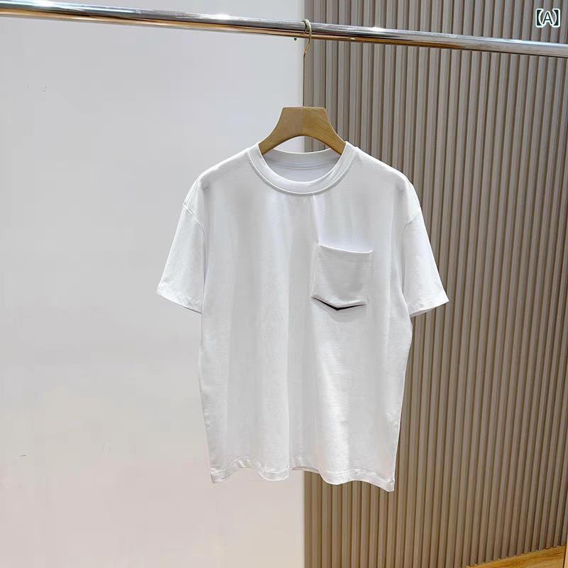 Bc ~の ビーズ入り口・入口の 衣嚢 チェーン店が 痩せています。 100 % 綿の 色の ゆったりした 中の 半袖 t プルオーバー トップです。