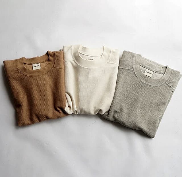 UNDYED STANDARD (アンダイドスタンダード) WAFFLE L/S SWEAT (WHITE,GREY) ワッフルロングスリーブスウェット(白いこと,薄墨色) UNS24SLS054 BDA メンズファッション-パーカー