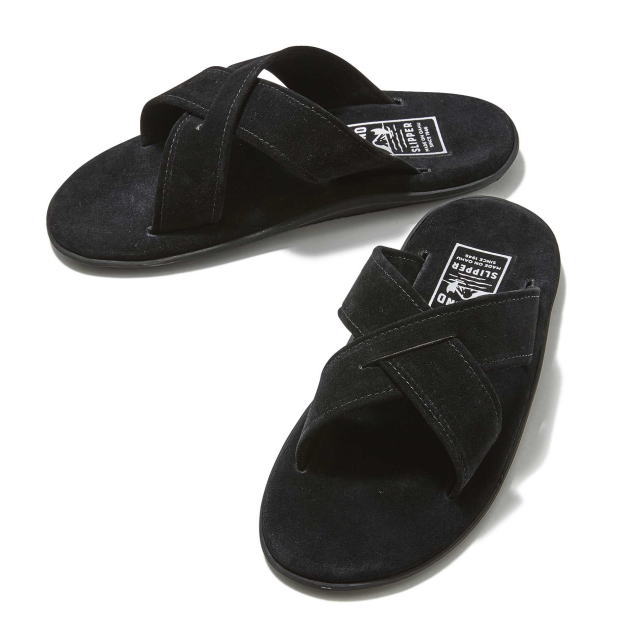 百貨店大売り出し人並み外れた通貨価値!!SALE!! ISLAND Slipper [アイランドスリッパ] CROSS SANDAL PB223 (BLACK SUEDE) はりつけ台サンダル (黒いこと/スエードクロス) BCS