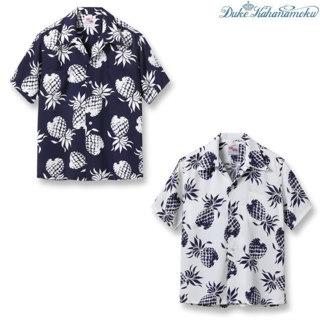 百貨店大売り出し人並み外れた通貨価値!!SALE!! DUKE KAHANAMOKU [デューク・カハナモク] SPECIAL EDITION “DUKE\u0027S PINEAPPLE” SHORT SLEEVE [NAVY,OFF WHITE] 特別～版 デュークパイナップルショートスリーブアロハシャツ（米国海軍、象牙色）DK36201 BCS S,M,L