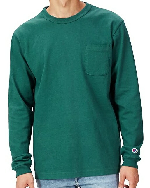CHAMPION [チャンピオン] T1011 LONG SLEEVE TEE T1011ロングスリーブポケットTシャツ (ティールブルー) C5-P401 BBS