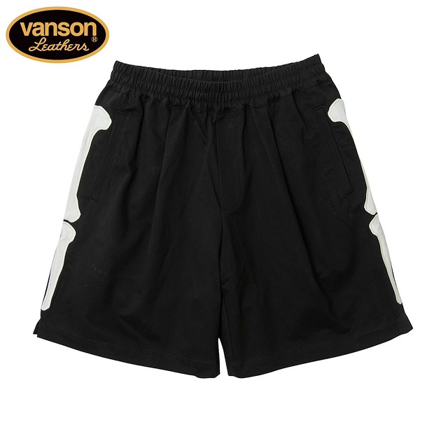 Vanson Leathers [バンソン なめし革] Single Tuck Shorts (BLACK) シングルタックショーツ 二分の一ズボン下 (黒いこと)  RZV-2604 BFS