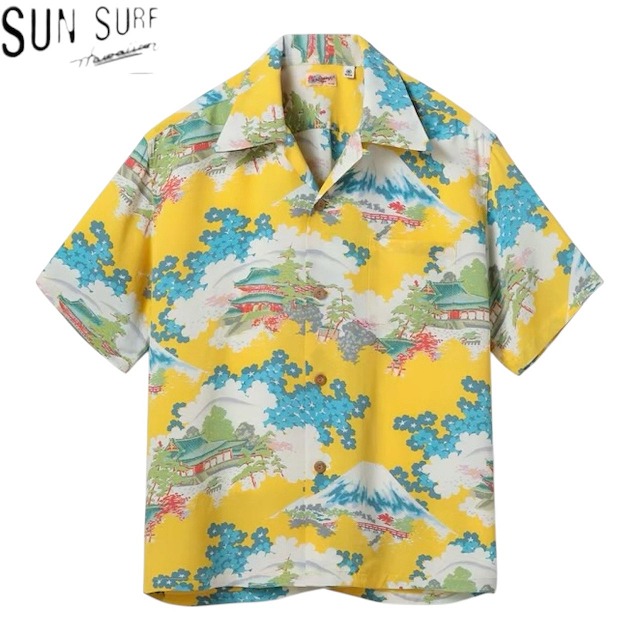 SUN SURF [サンサーフ] RAYON HAWAIIAN SHIRT &ldquo;ANCIENT CAPITAL&rdquo; (YELLOW) レーヨンハワイアンシャツ "エンシェントキャピタル" (イエロー) SS39618 BFS｜MandA