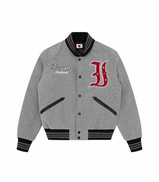 ICECREAM [アイスクリーム] Mascot Varsity Jacket [GRAY] マスコットバーシティジャケット (グレー) ic25402 BEA