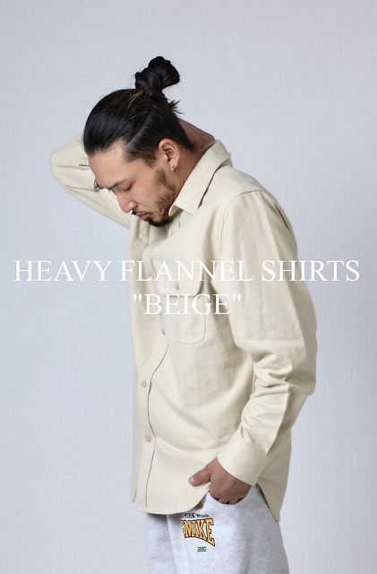 BIG MIKE [ビッグマイクロホン] HEAVY FLANNEL SHIRTS(BEIGE) ヘビーフランネルシャツ(ベージュ) 102235204 BEA カジュアルシャツ-トップス-メンズファッション