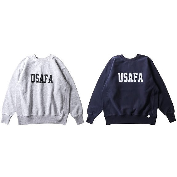 HOUSTON [ヒューストン] PRINT U.S COTTON R/V SWEAT (USAFA) (GRAY,NAVY) プリント U.S コットン R/V スウェットシャツ (グレー,ネイビー) 22369 BEA