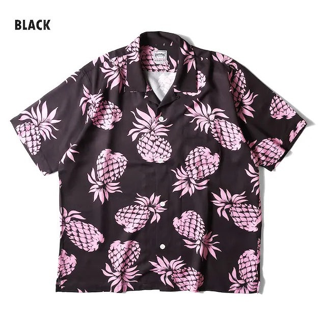 HOUSTON [ヒューストン] ALOHA SHIRT PINEAPPLE (BLACK) アロハシャツ パイナップル (ブラック) 半袖 41194 BFS