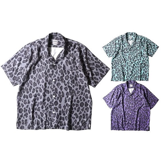 HOUSTON [ヒューストン] ALOHA SHIRT LEOPARD (CHARCOAL,TURQUOISE,PURPLE) アロハシャツ レオパード (チャコール,ターコイズ,パープル) 半袖 41195 BFS｜MandA