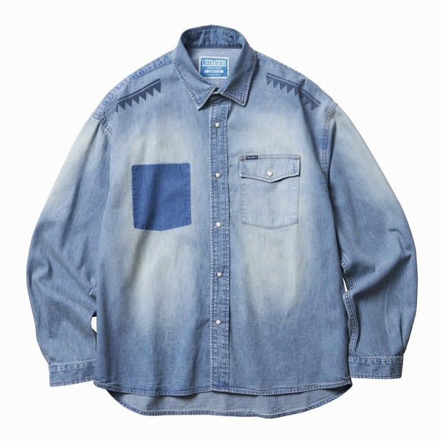 Liberaiders(リベレイダース) TRIBAL DENIM SHIRT (BLUE) トライバルデニムシャツ (ブルー) 長袖シャツ 711052501 BEA|MandA