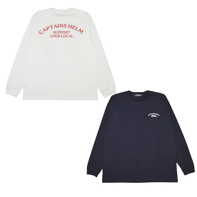 百貨店大売り出し人並み外れた通貨価値!!SALE!! Captains Helm [キャプテンズヘルム] #SAVAGE LOGO LS TEE (WHITE,NAVY) ＃サベージロゴロングスリーブティーシャツ (白いこと,米国海軍) 長袖 CH26-SP-T07 BFS