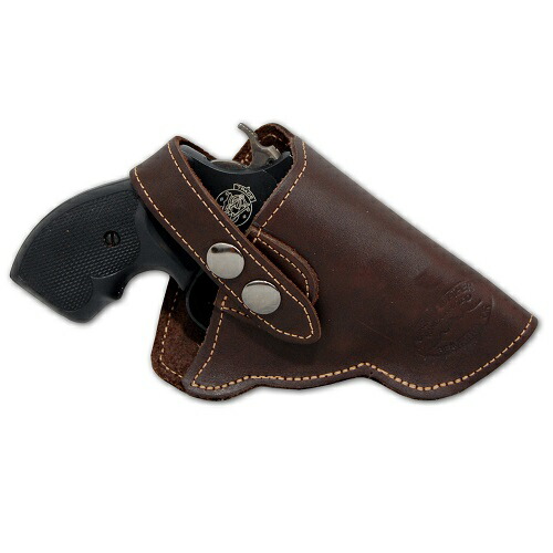 ブラウンレザー ホルスター スナップ付き 01-3089.jpg