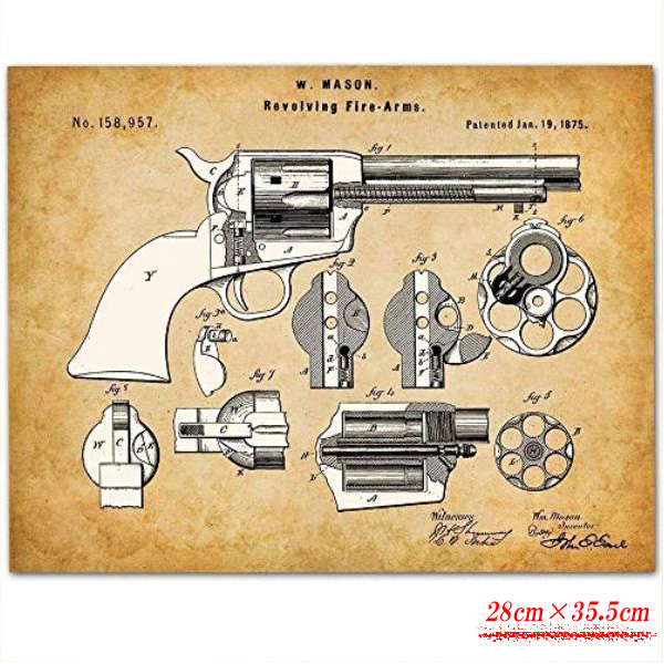 【楽天市場】プリントアート コルト ピースメーカー 28cm×35.5cm モノクロ ポスター リボルバー ハンドガン 銃 ピストル