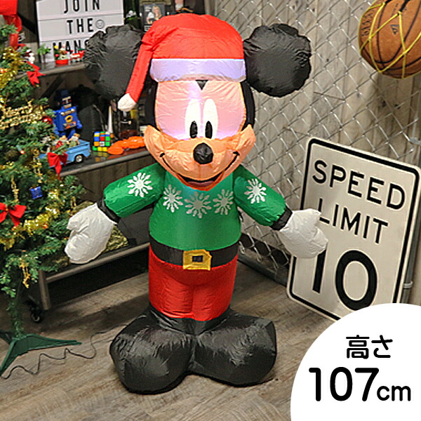 Web限定カラー エアブロー ライトアップ Led サンタ マウス ミッキー 高さ107cm クリスマス パーティー ディスプレイ 雑貨 インテリア インフレータブル バルーン Disney ディズニー Mouse Mickey その他