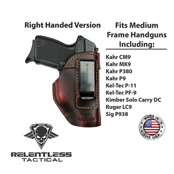 リレントレスタクティカルインサイドウェストバンドコンシールドキャリーレザーホルスター右用ブラウンCM9PM380LC9MadeinUSA■RELENTLESSTACTICALKahrCM9MK9P380P9KelTacP11PF9KSCDCRugerLC9LC9sSigSauerP938ミリタリーサバゲー実物用
