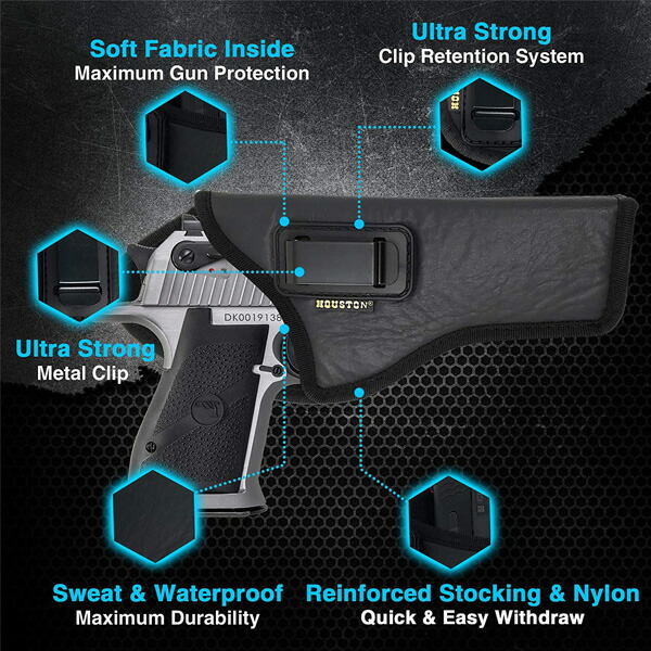 国内即発送 Iwb エコレザー ホルスター デザートイーグル 6インチバレル 右利き用 ブラック Houston Eco インサイド ウェスト Desert Eagle 50 50e 357 44 ミリタリー サバゲー 装備 実物用 Fucoa Cl