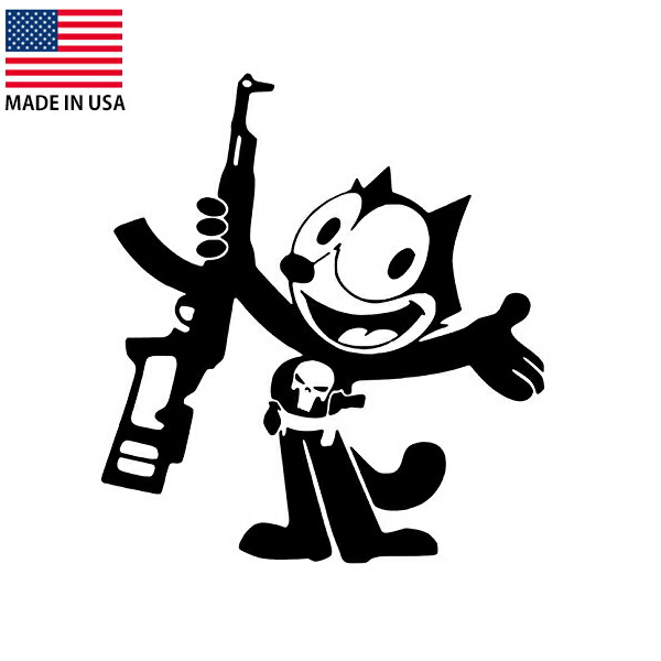 楽天市場 Felix The Cat ステッカー 武装したフィリックス 約15cm 約14cm アメリカ製 シール ステッカー デカール 銃 ミリタリー Mancave マンケイブ