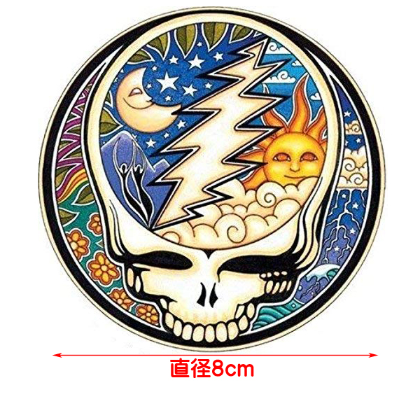 楽天市場 ステッカー グレイトフル デッド ロゴ ナイト デイ 直径 約8cm Grateful Dead スカル 骸骨 ガイコツ ドクロ 髑髏 バンド 音楽 ギター ロック Rock 雑貨 小物 Mancave マンケイブ