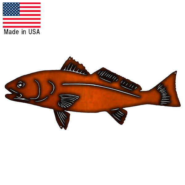 メタルサイン フィッシュ レーザーカット カッパー 縦24cm×横57cm アメリカ製 ■ アメリカン雑貨 インテリア 壁掛け 店舗 ガレージ ディスプレイ 釣り フィッシング 魚 ダイカット