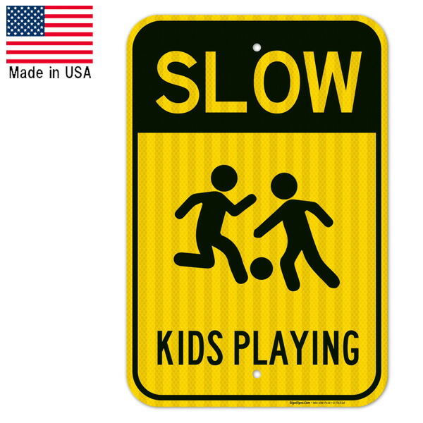楽天市場】「スロー 子供が遊んでます」 アメリカン アルミサイン
