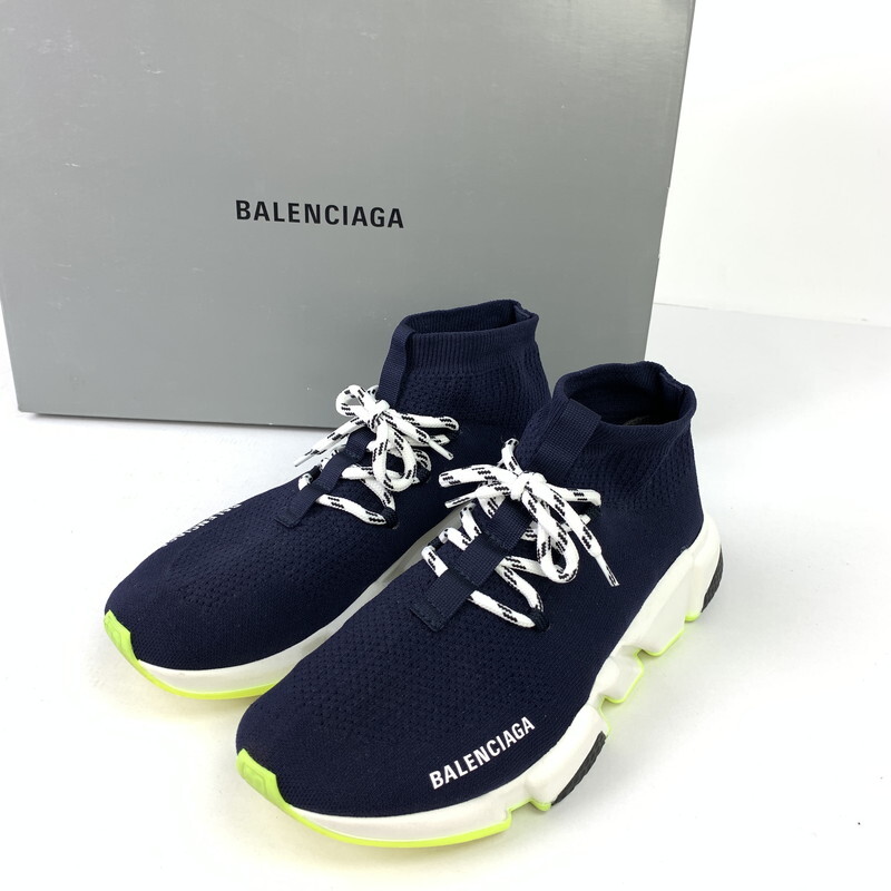 中古 メンズ レディース Balenciaga バレンシアガ Speed Lace Up Trainer 進度駈けっくら賃上げスウェットシャツ スニーカー シューズ 大きさ 27cm 色艶 海軍 ダーク ブルー 一万時代net店屋 Collabforge Com